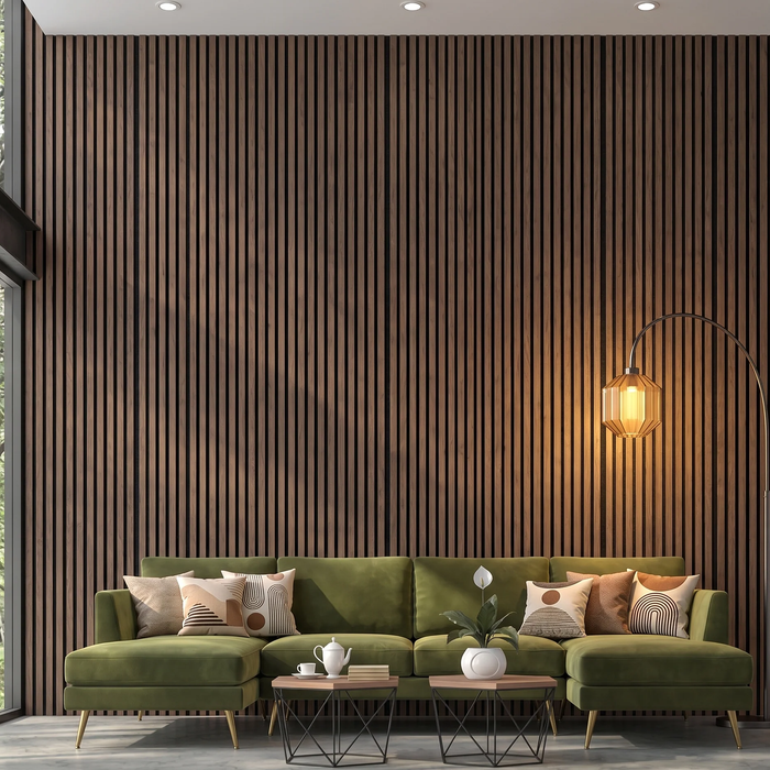 Natural Walnut Acoustic Panel, Varnished Wood (1" Wide Slats) - Sold 2 Panels Per Carton (Copy) Acoustic Slat Panel White River Hardwoods