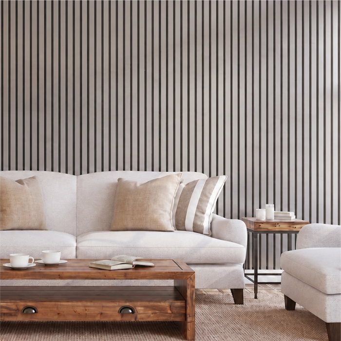 Silver Gray Oak – Unvarnished Acoustic Panel – 1" Slat Width – 12-1/2" × 94-1/2" – Sold 2 per Carton Acoustic Slat Panel White River Hardwoods