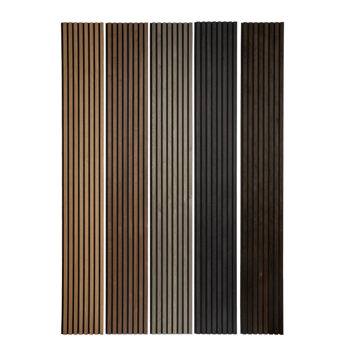 Matte Black Oak Acoustic Panel, Veneer 1" Wide Slats - Harmony Series - Sold 2 Panels Per Carton Acoustic Slat Panel White River Hardwoods   
