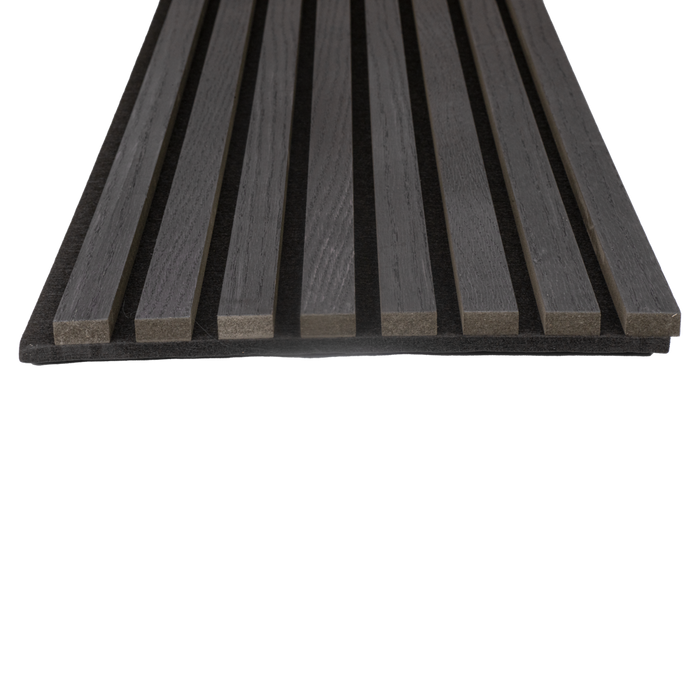 Matte Black Oak Acoustic Panel, Veneer 1" Wide Slats - Harmony Series - Sold 2 Panels Per Carton Acoustic Slat Panel White River Hardwoods   