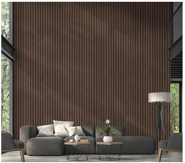 Natural Walnut Acoustic Panel, Varnished Wood (1" Wide Slats) - Sold 2 Panels Per Carton (Copy) Acoustic Slat Panel White River Hardwoods