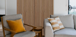Natural White Oak Acoustic Panel, Varnished Wood ( 1-1/2" Wide Slats ) - Sold 2 Panels Per Carton Acoustic Slat Panel White River Hardwoods