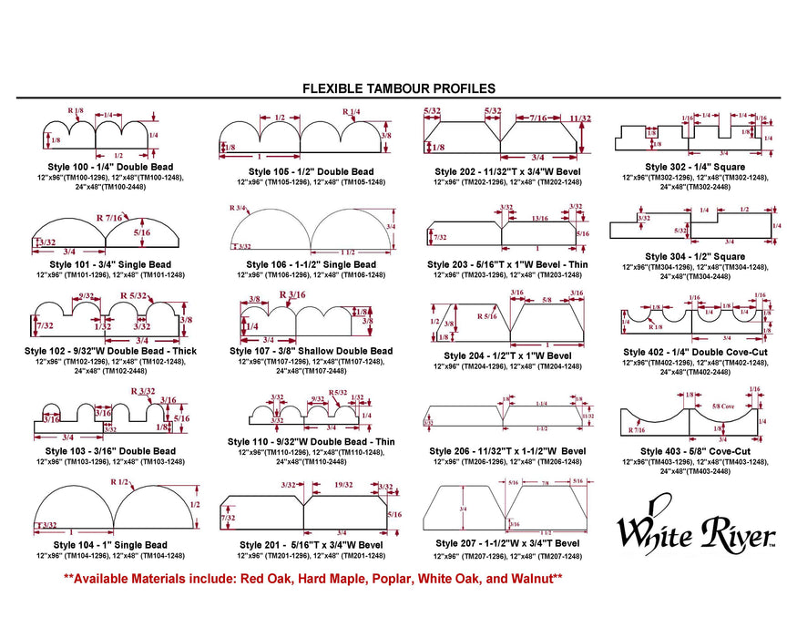 3/4" Single Bead Tambour Tambour White River Hardwoods   