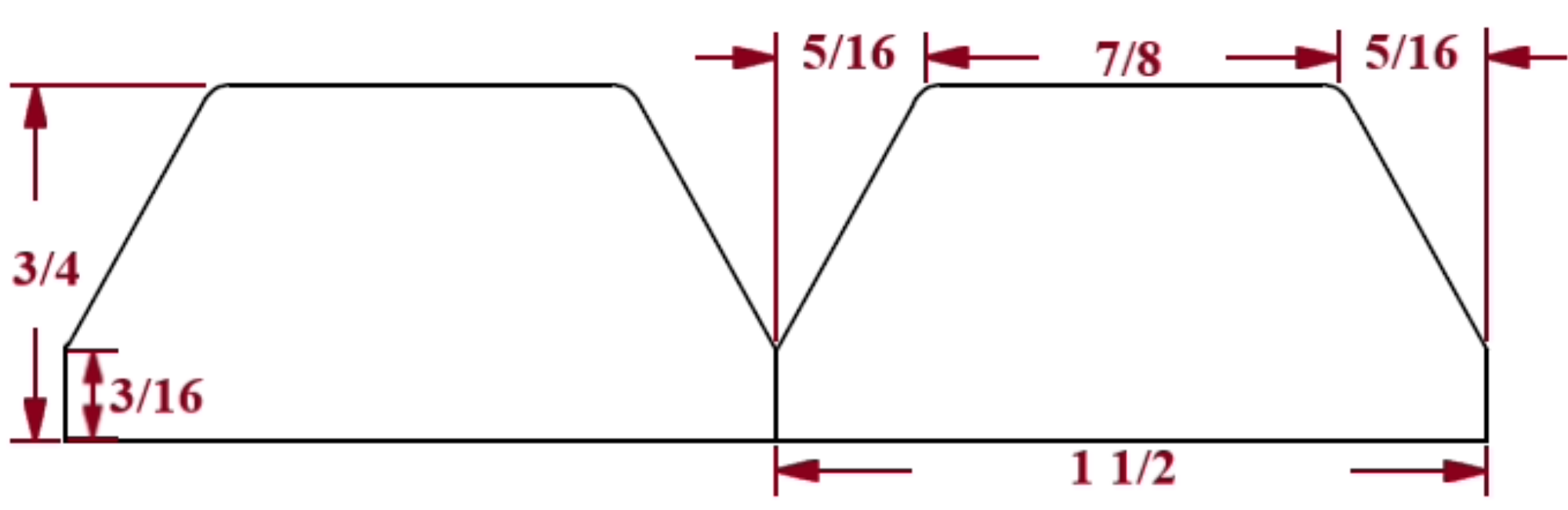 1-1/2″ Bevel Slat Tambour - Thick - Usually Ships in 7-10 Business Days Tambour White River Hardwoods   